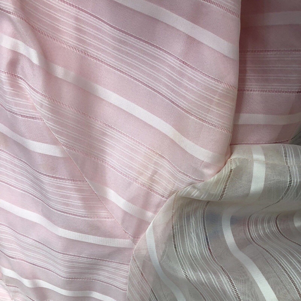 Vintage 60s Pink Stripe Floral Maxi Dress Roses Sheer Layered Mad Men Belted SzS - Picture 9 of 12